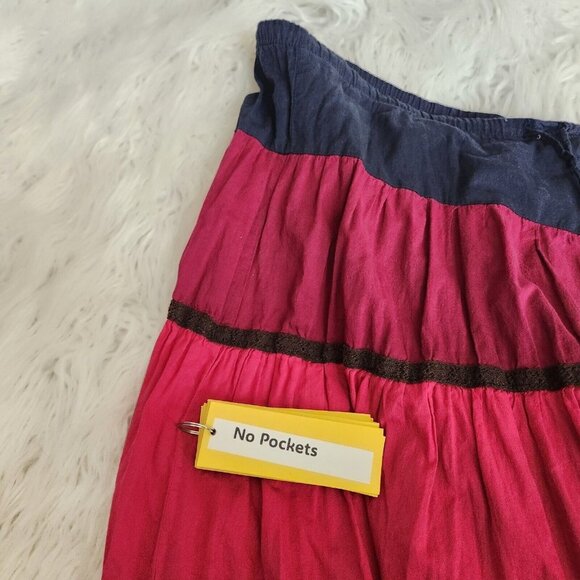Y2K 90s Tiered Patchwork Maxi Skirt Sz Small Pull On Color Block Hippie Boho - Picture 10 of 12